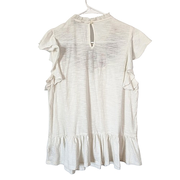 Lucky Brand Cream Embroidered Cap Sleeve Blouse Medium - Picture 2 of 11